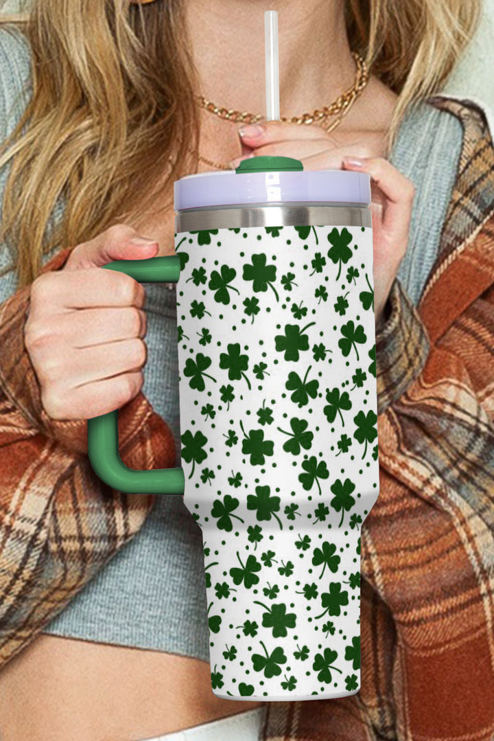 Clover Print Thermos Cup with Handle 40oz