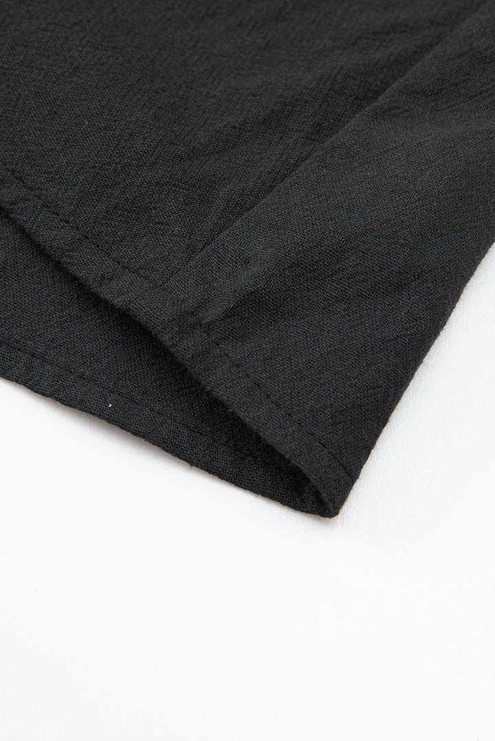 Black Square Neck Ruched Puff Sleeve Romper