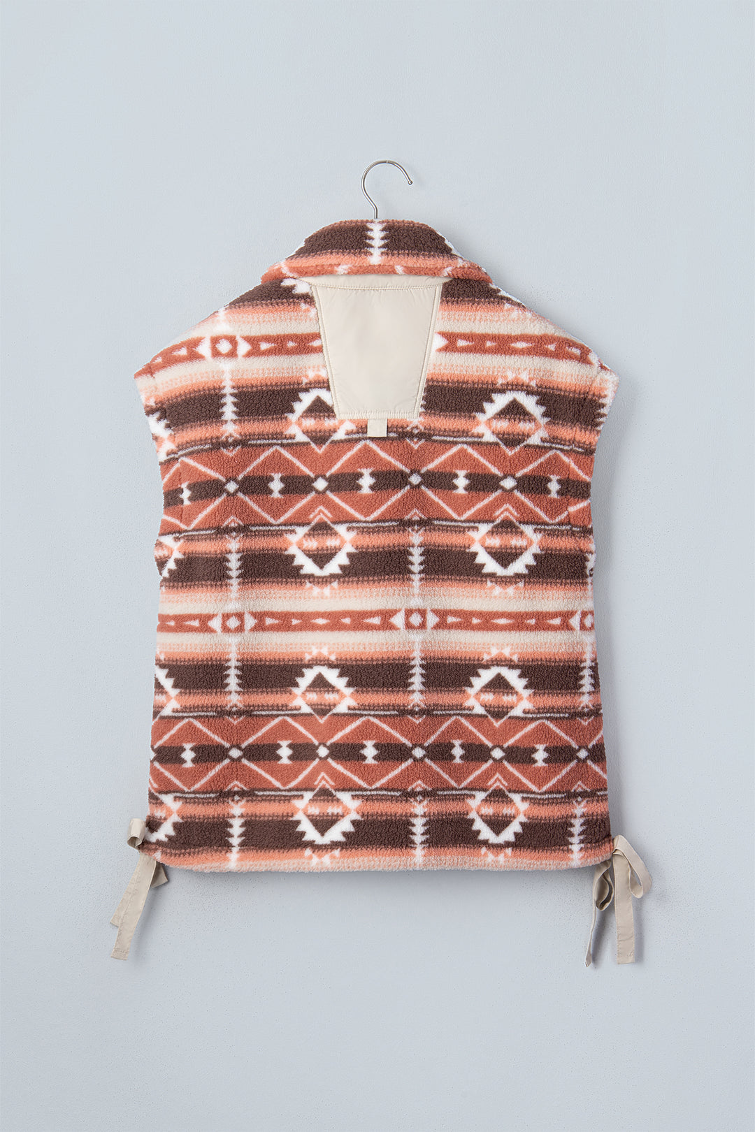 Multicolour Geometric Print Fleece Metal Button Placket Shift Silhouette Vest