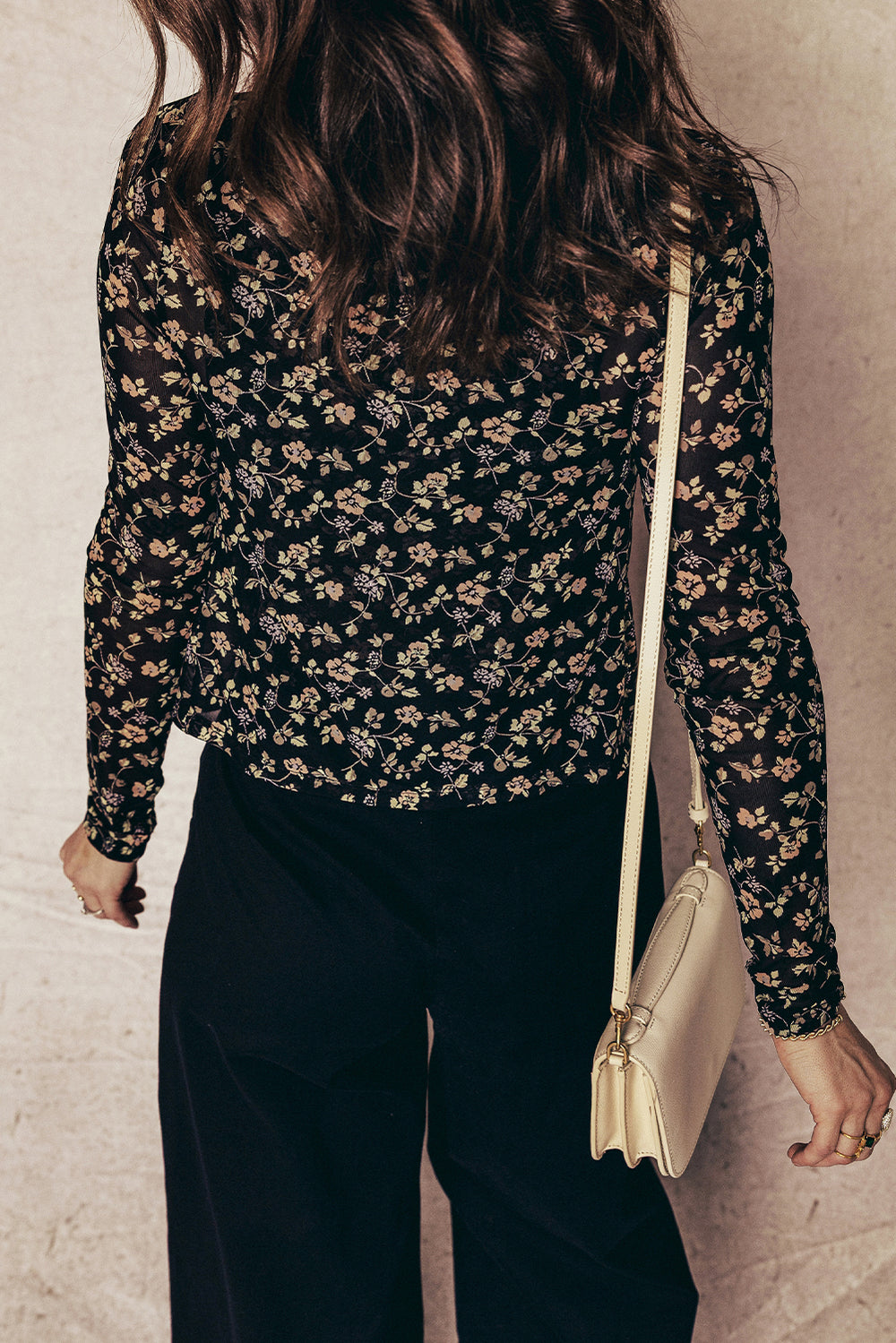 Floral Print Mesh Tank Button Front Slim Cardigan 2pcs Set