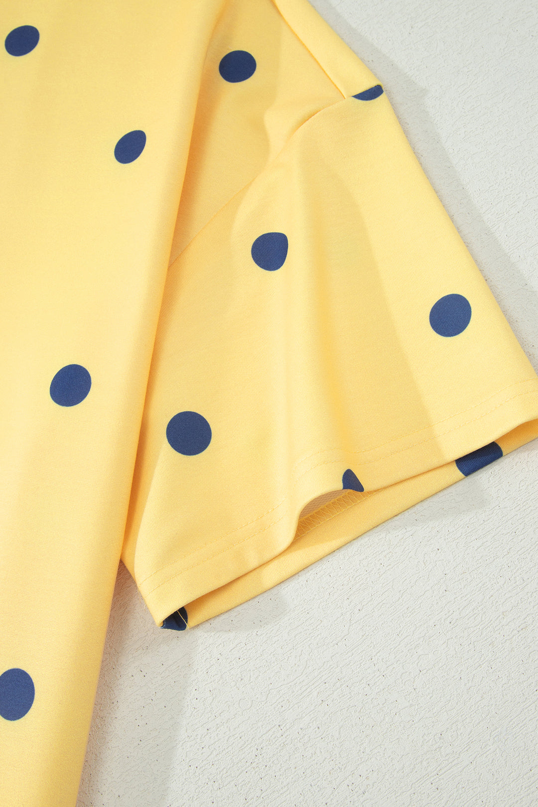 Yellow Polka Dot Print Crossed Seam Detail Oversize Tee