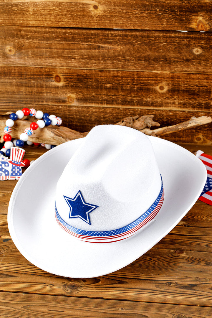 Cowboyhut mit breiter Krempe und amerikanischem Flaggenmotiv
