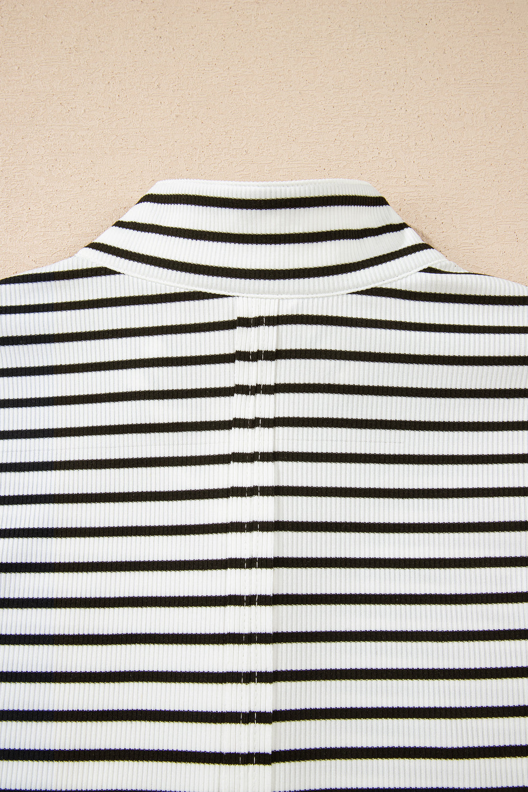 Ribbed Knit Half Button Long Sleeve Slim Top
