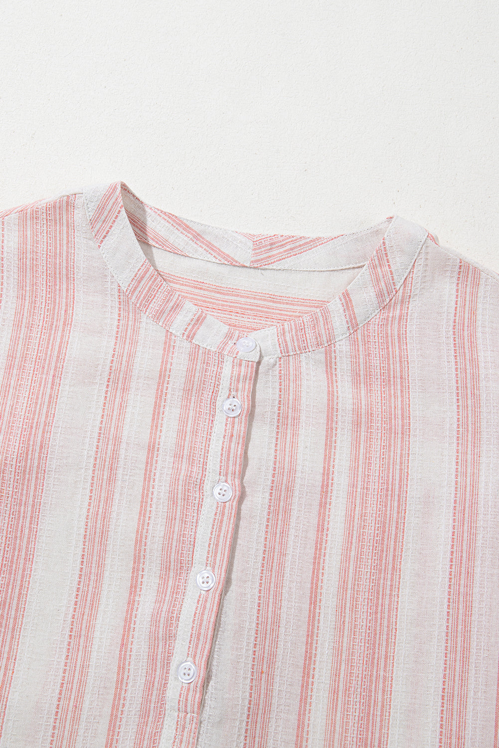 Fiery Red Breathable Gauze Half Button Short Sleeve Casual Blouse