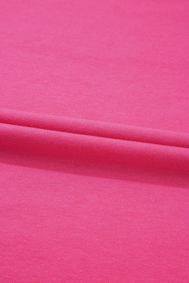 Rose Red Vibrant Striped Detail Athleisure 2pcs Short Set