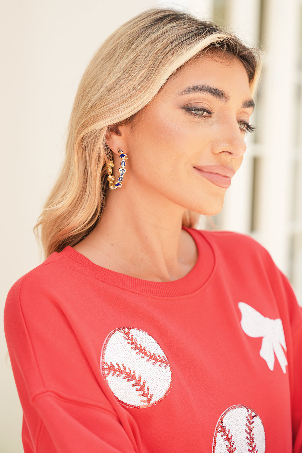 Game Day Football Helmet Jersey Hoop Earrings