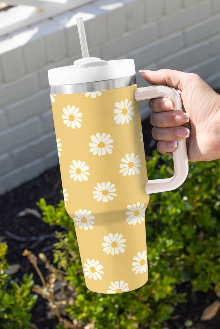 Daisy Print Handle Stainless Steel Portable Cup 40oz