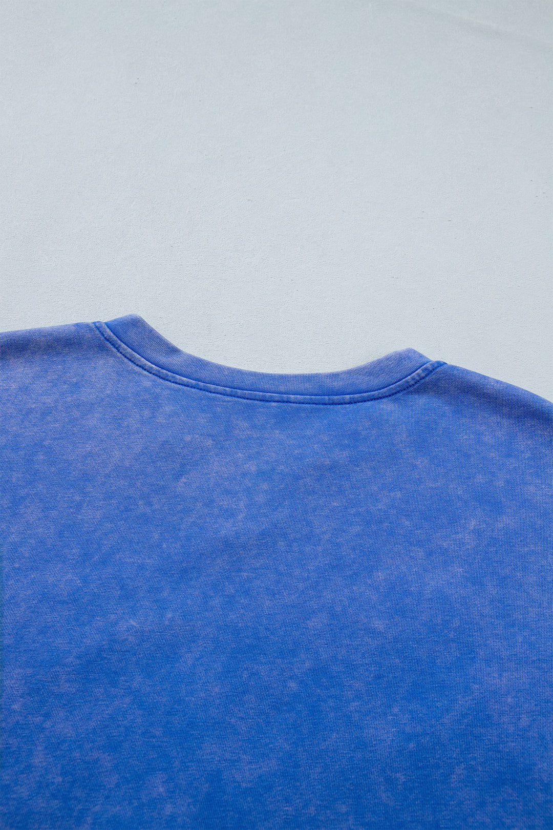 Sky Blue Patriot Star Patched Notched Neck Mineral Washed Tee