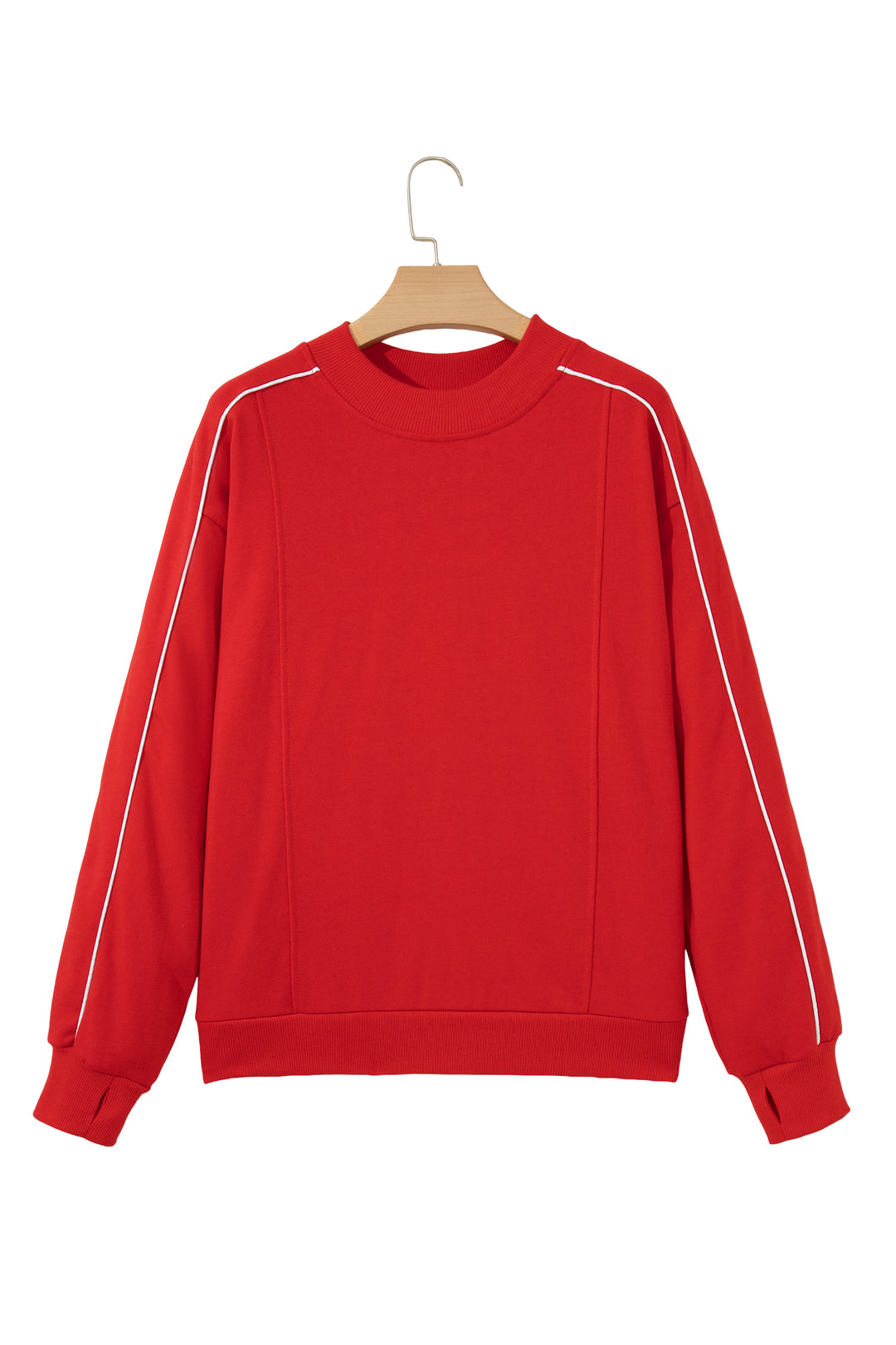 Fiery Red Stand Neck Long Sleeve Regular Fit Sweatshirt