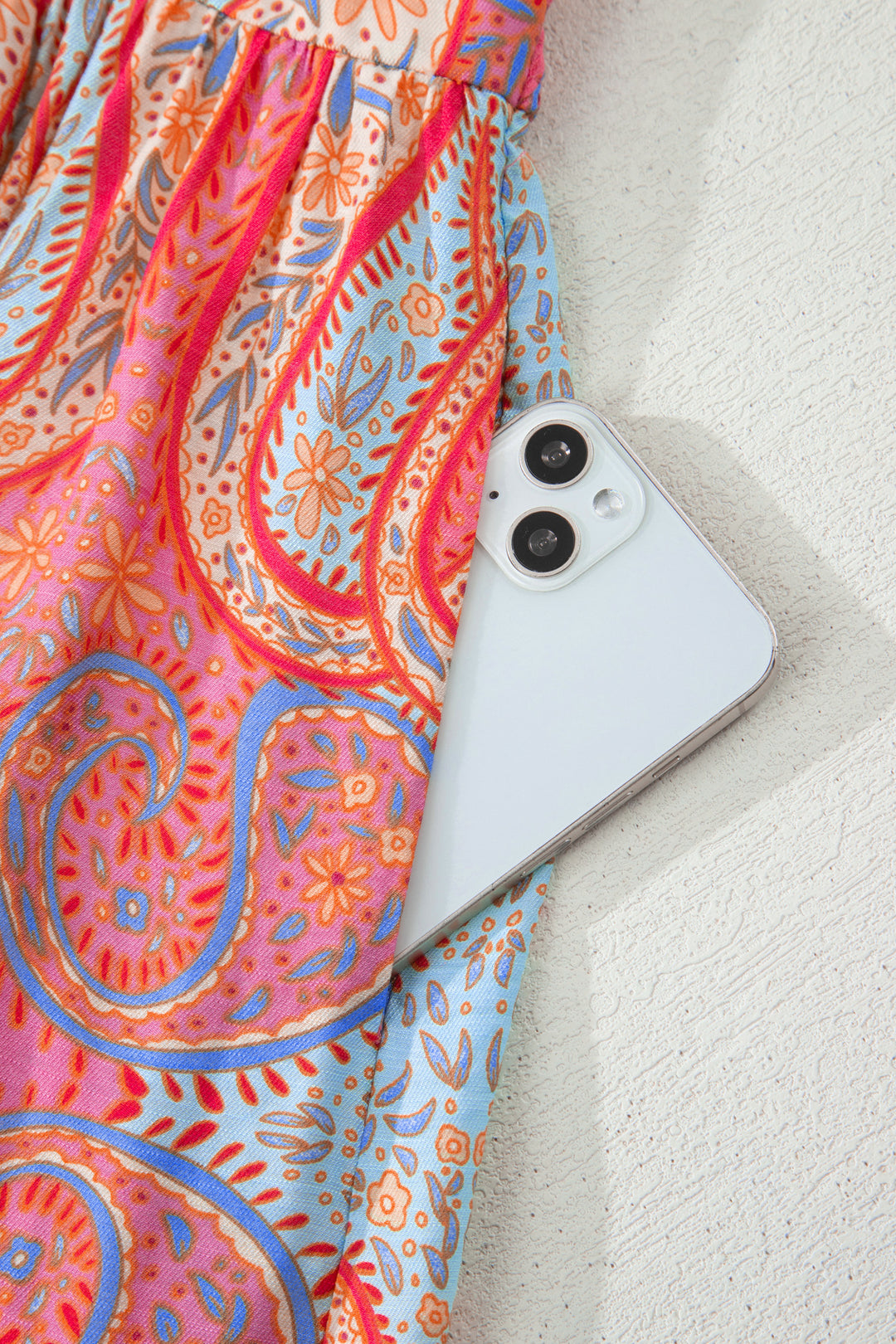 Chic Paisley Print Short Sleeve Boho Maxi Dress with Ruffle Details