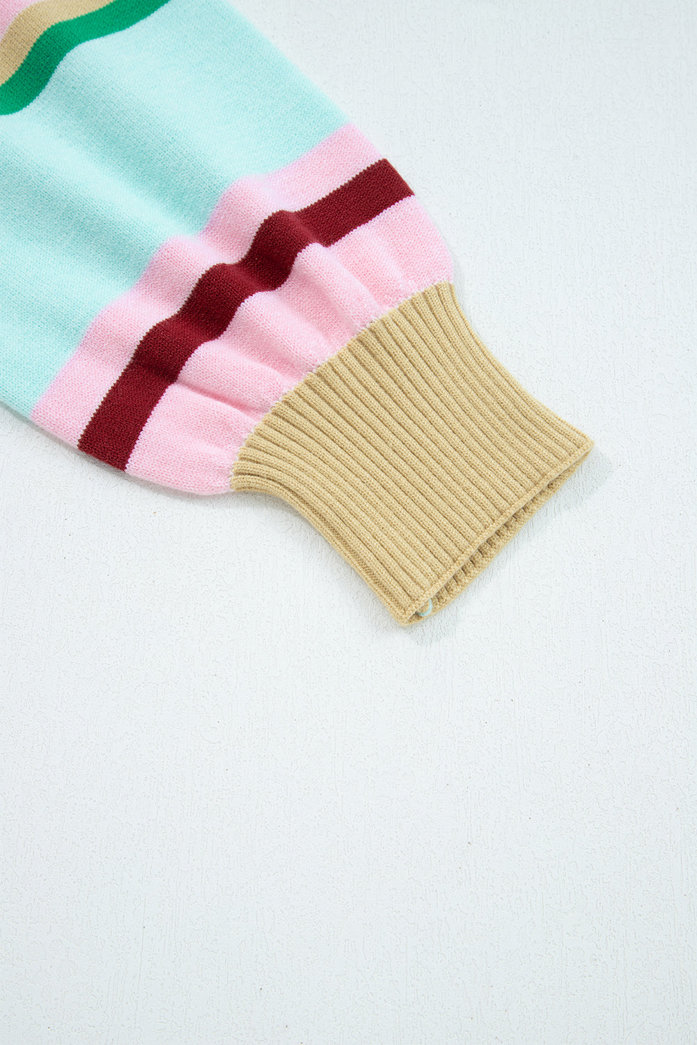 Multicolour Striped Knit Ribbed Trim Boxy Fit Cropped Sweater