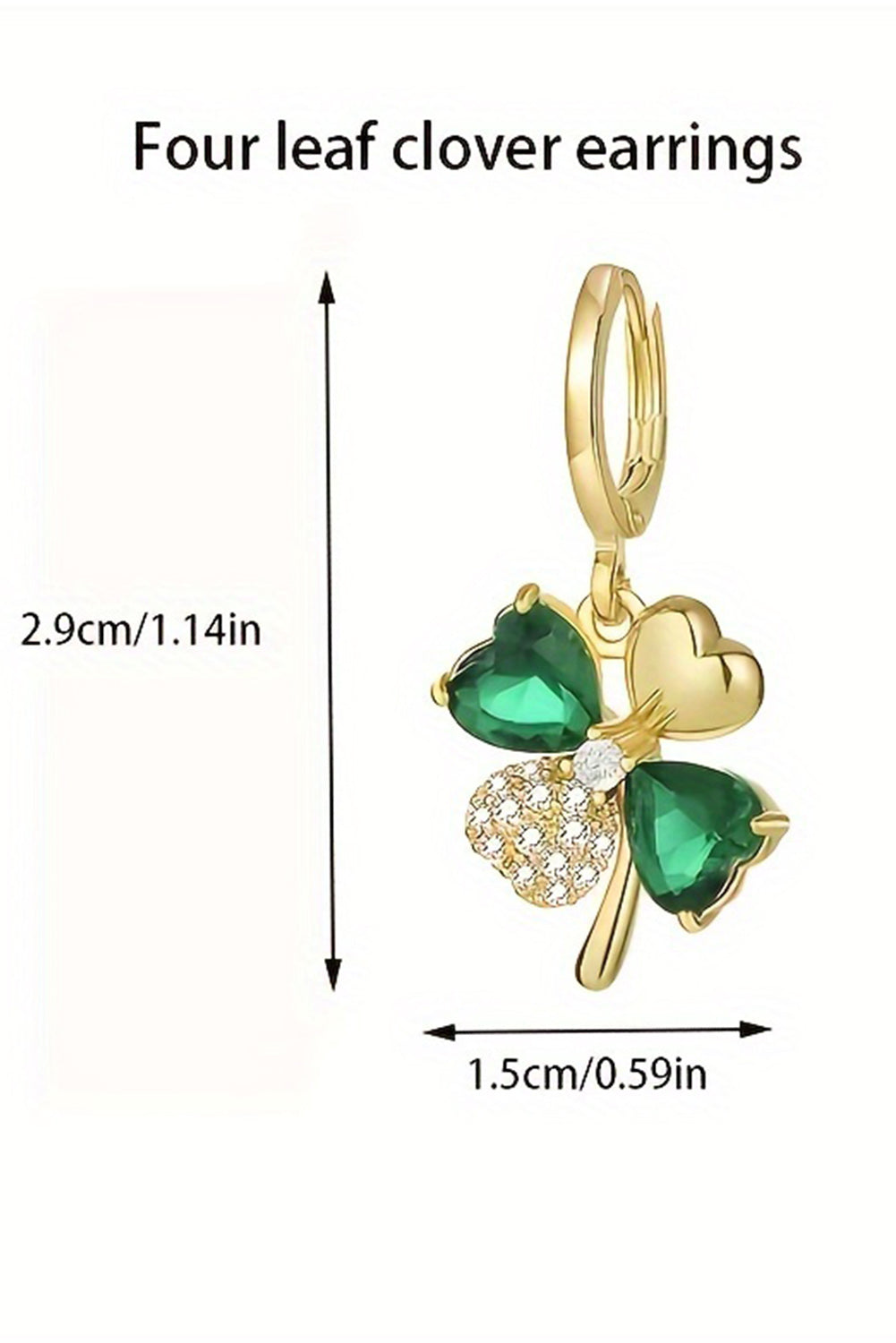 Superbes boucles d'oreilles en forme de trèfle à 4 feuilles de la Saint-Patrick