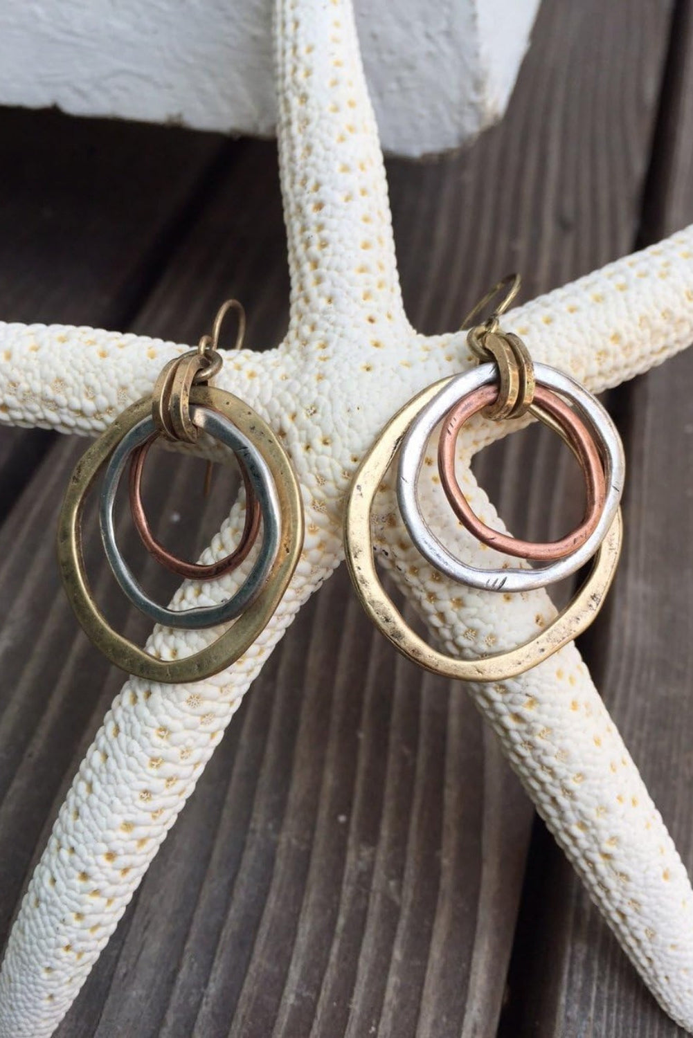 Vintage Triple Circle Alloy Hook Earrings