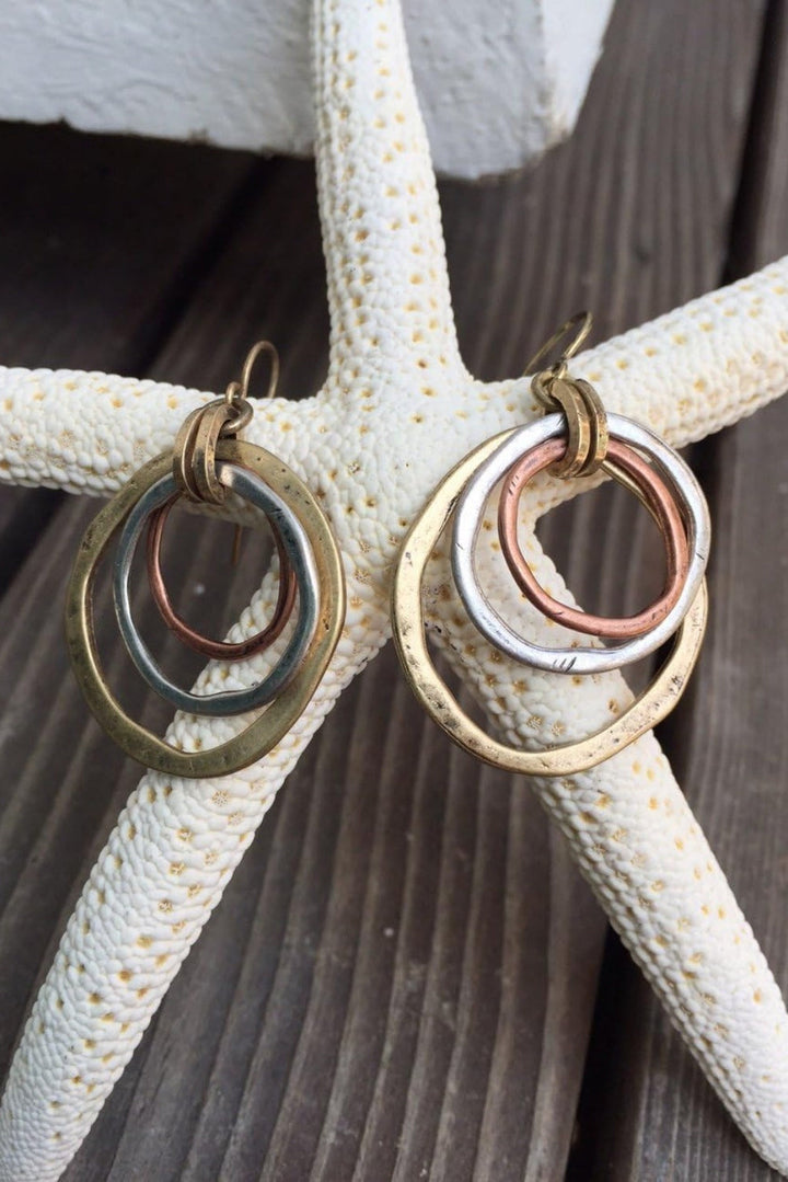 Vintage Triple Circle Alloy Hook Earrings