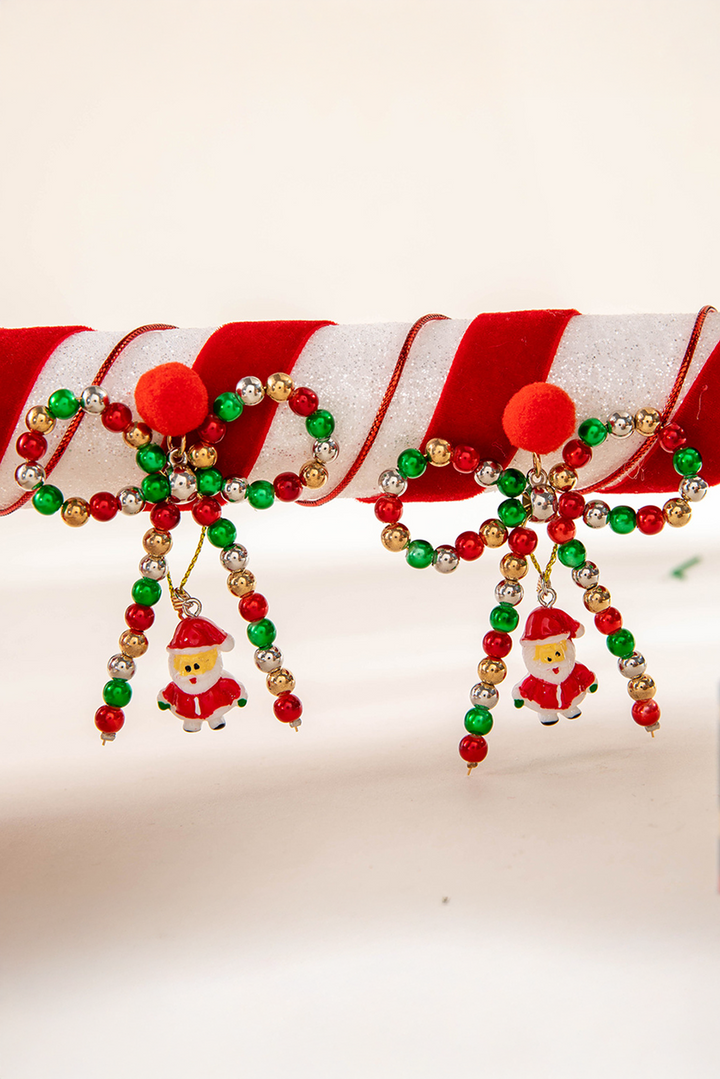 Weihnachtsmann-Anhänger Perlen-Schleifenknoten-Ohrstecker