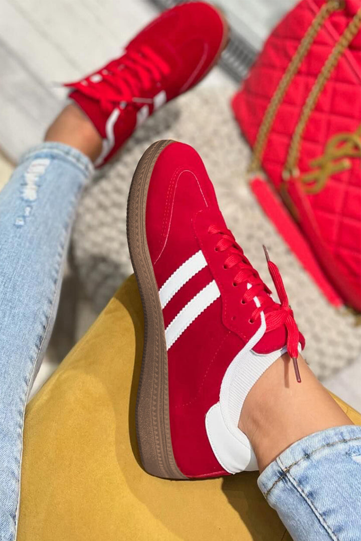 Vintage Striped Patchwork Lace-up Flat Shoes