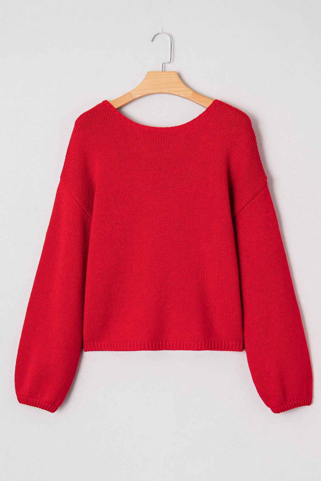 Festive Bow Backless Bubble Sleeve Sweater