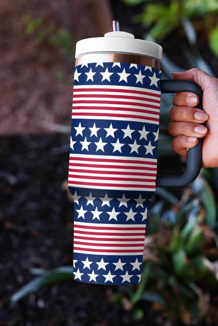 Tasse isotherme avec poignée et imprimé étoiles et rayures 40 oz