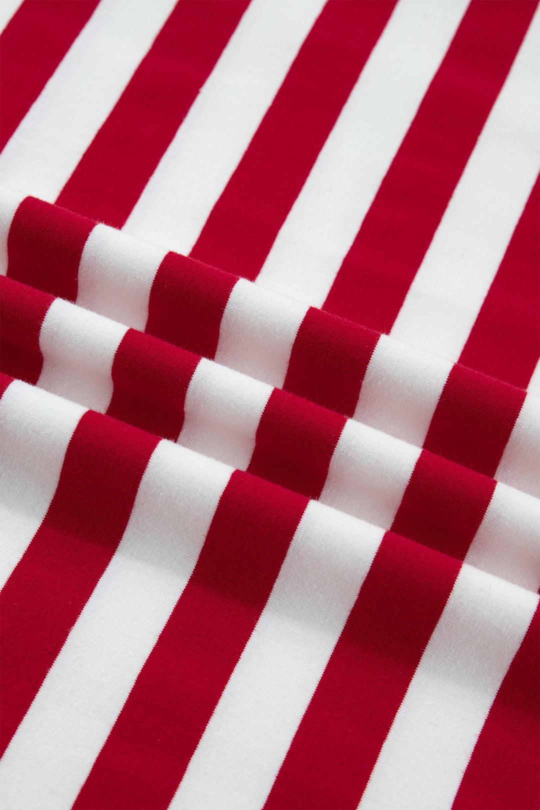 Red Stripe Patchwork Round Neck Short Sleeve T Shirt