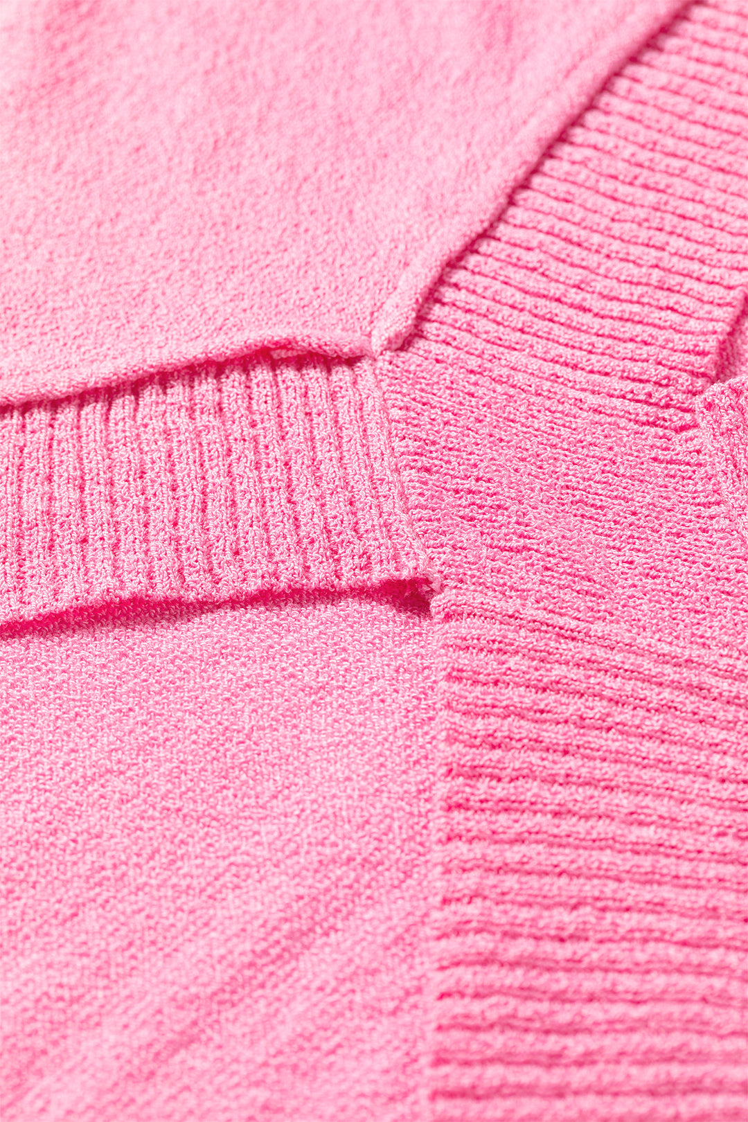 Pink Drop Shoulder Round Neck Long Sleeve Backless Pullover Sweater