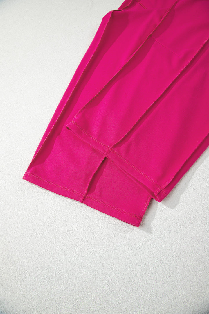 Rose Red Drop Shoulder Boxy Tee and Barrel Pants Set
