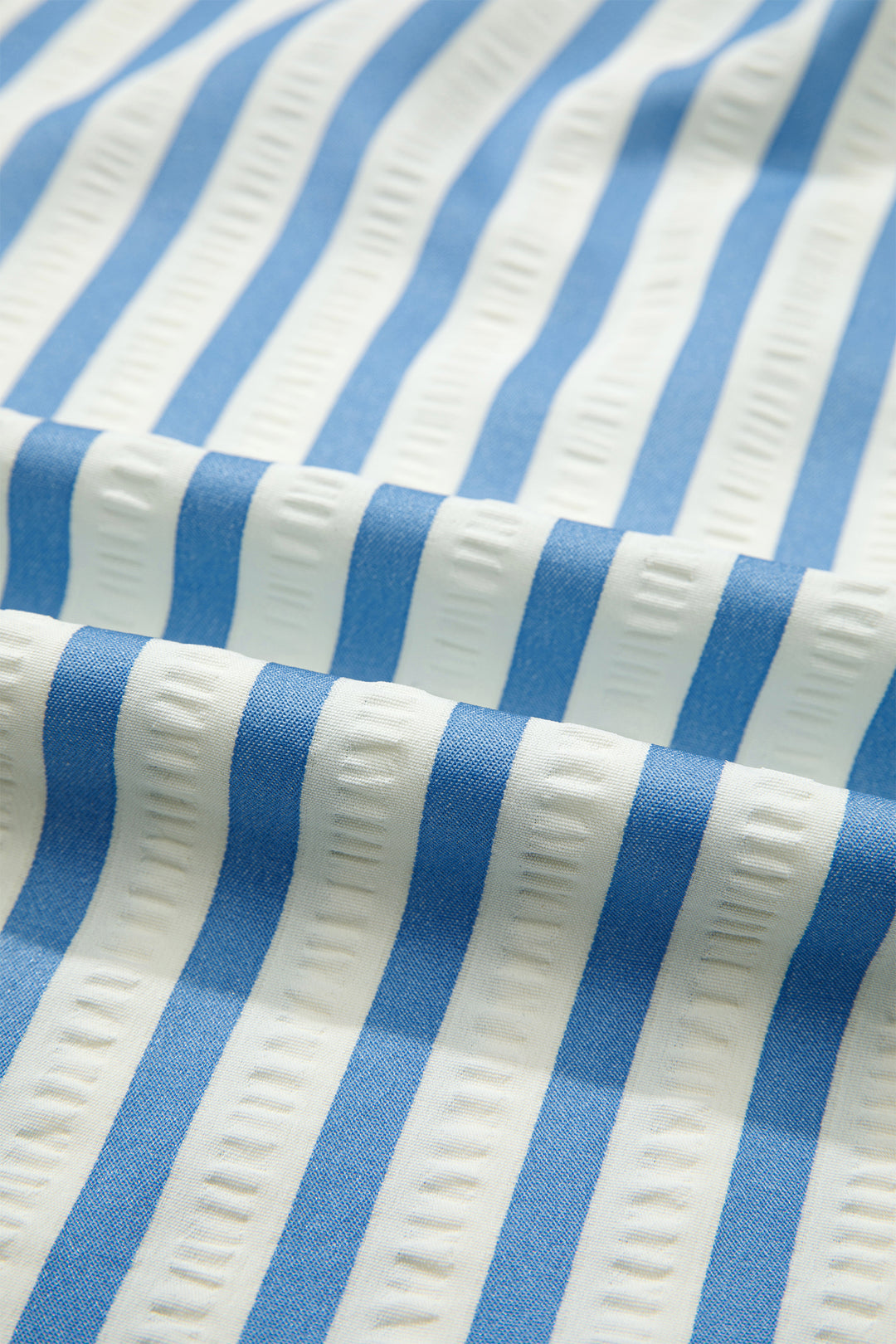 Sky Blue Stripe 3/4 Sleeve Collared Neck Blouse