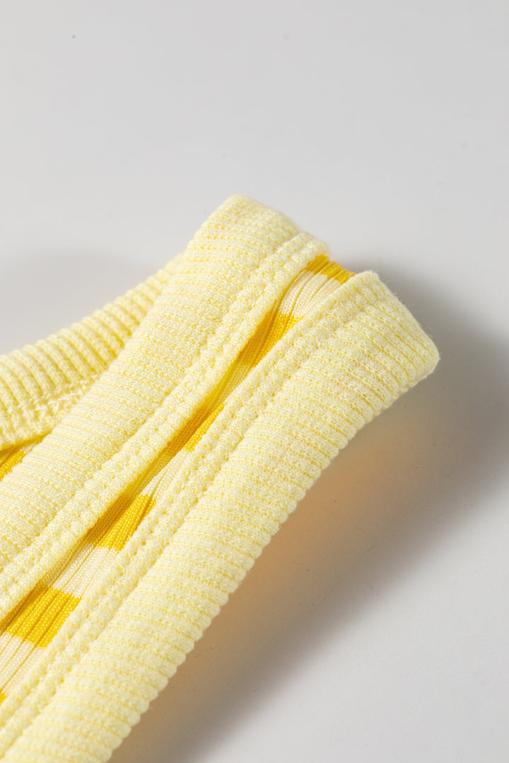 Casual Yellow Stripe Ribbed Knit Slim Tank Top