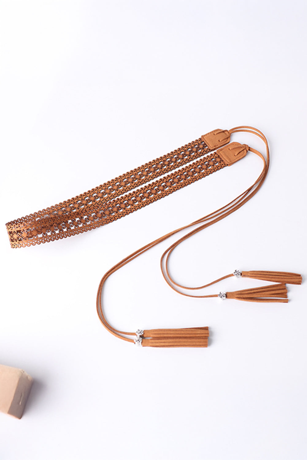 Boho-Taillengürtel zum Selbstbinden mit Quaste und Häkelarbeit 