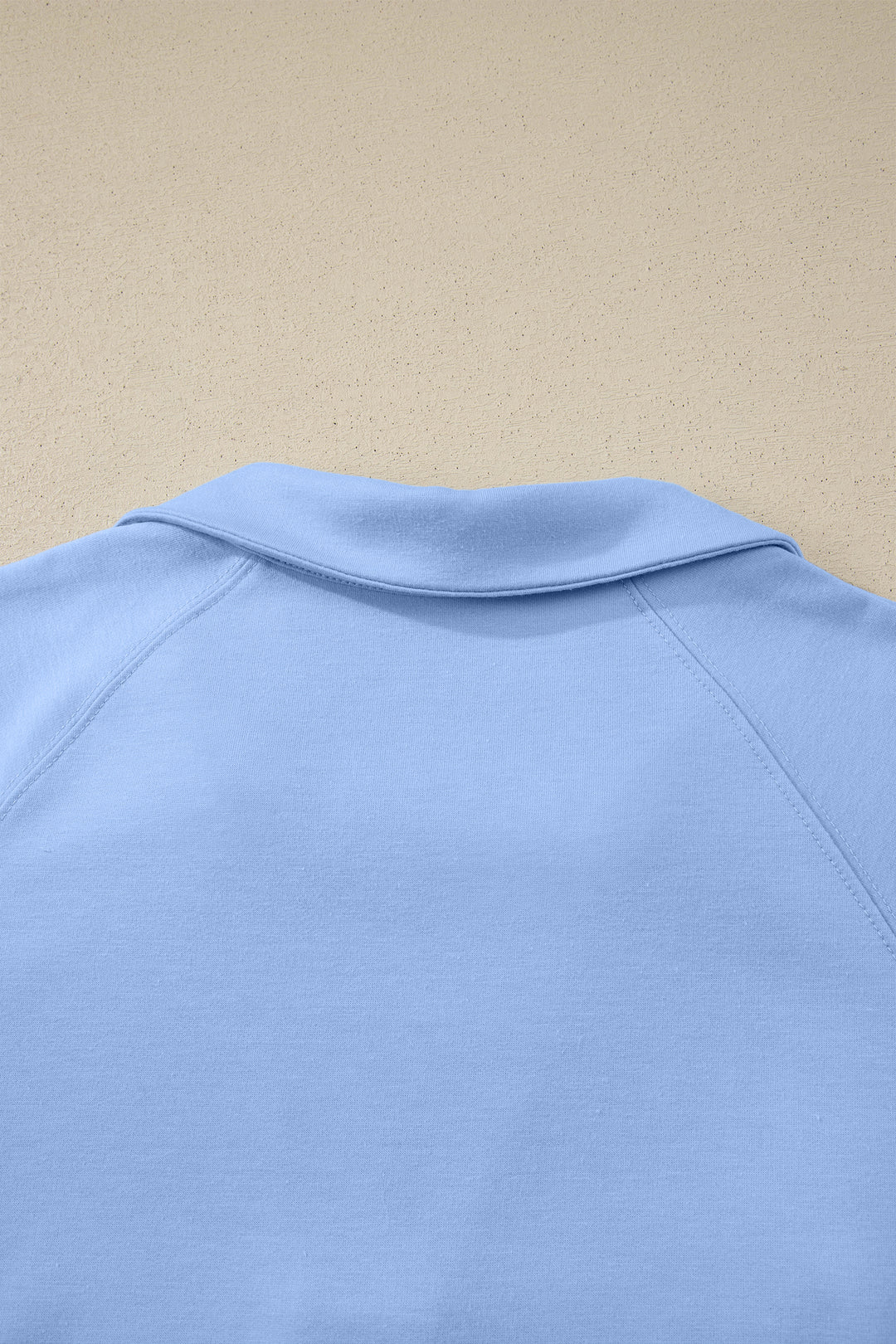 Sky Blue Collared V Neck Tee Drawstring Elastic Waist Shorts 2pcs Outfit