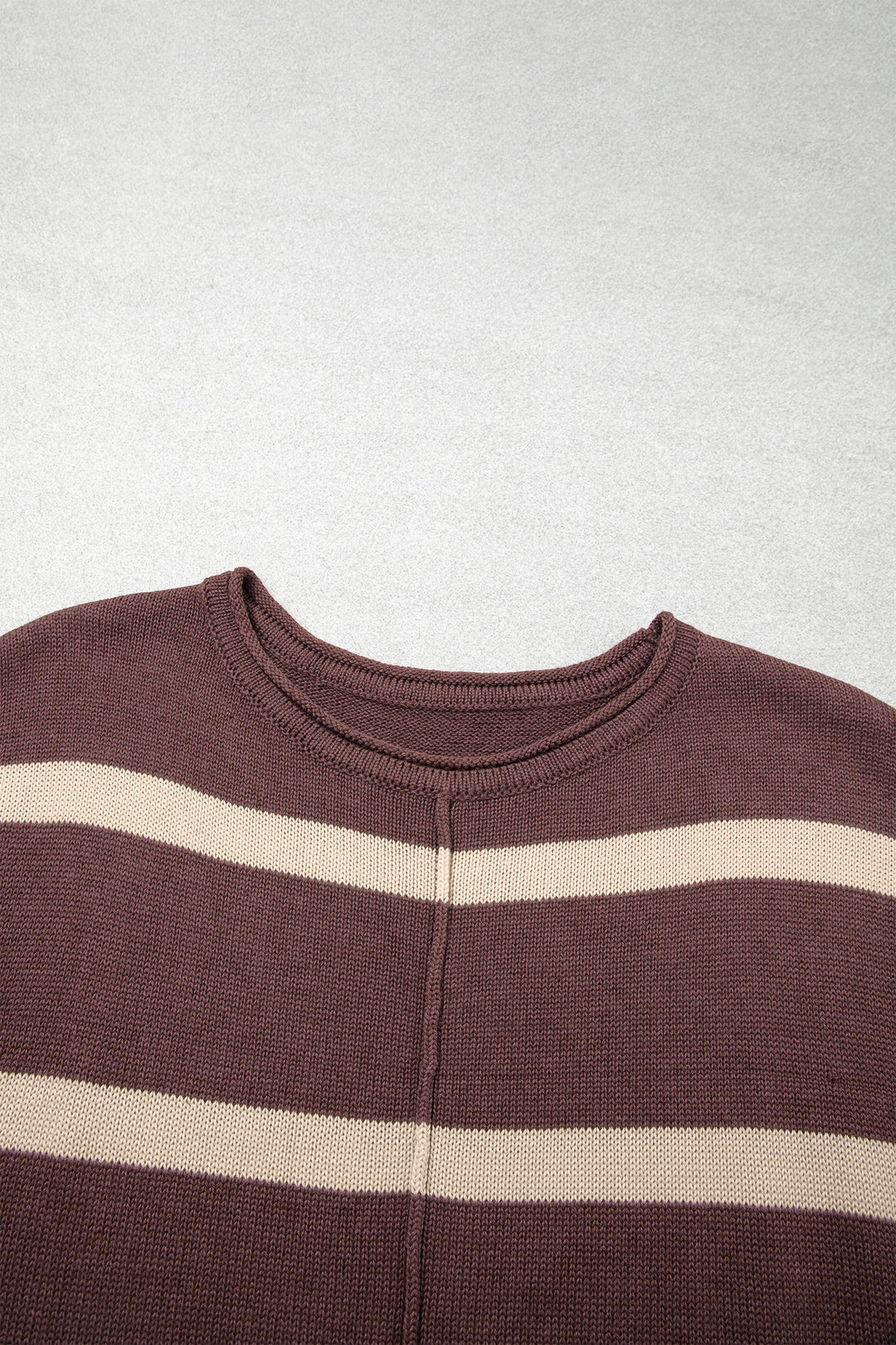 Brown Stripe Knit Western Short Sleeve Sweater