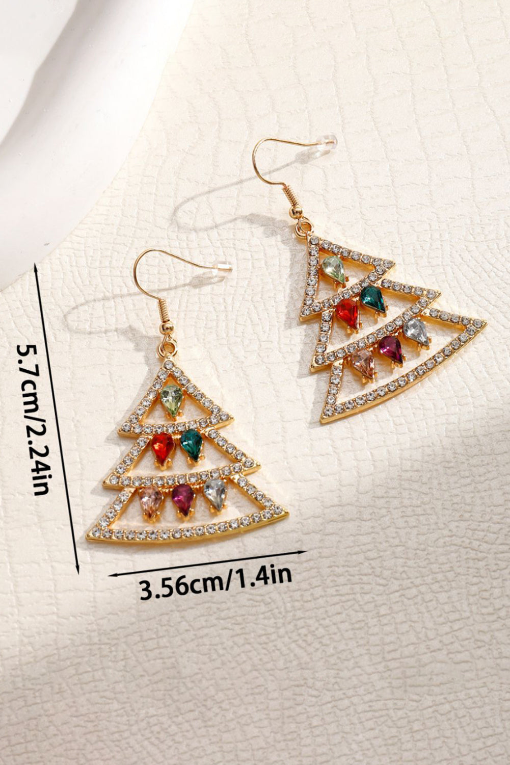 Gem Decor Rhinestone Christmas Tree Holiday Hook Earrings