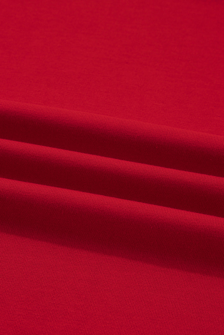 Fiery Red Contrast Striped Detail Varsity Sweatshirt