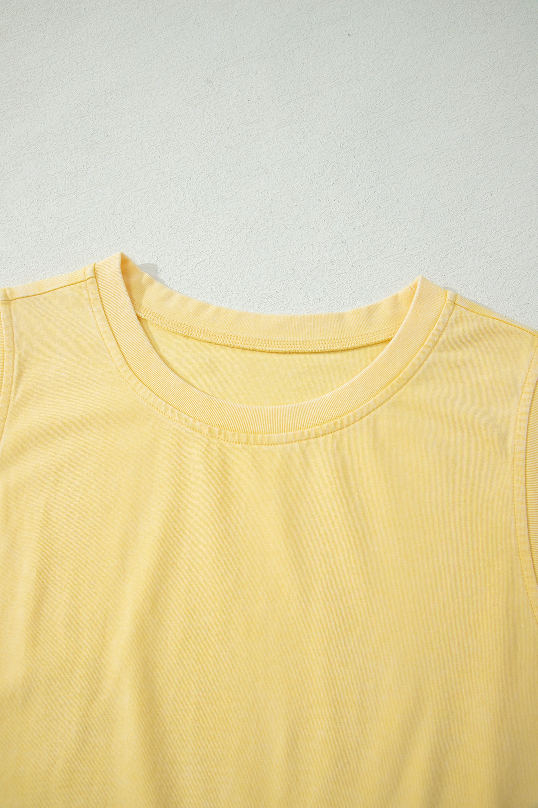 Yellow Cream Washed Sleeveless Top Split Skort Cotton 2pcs Outfit