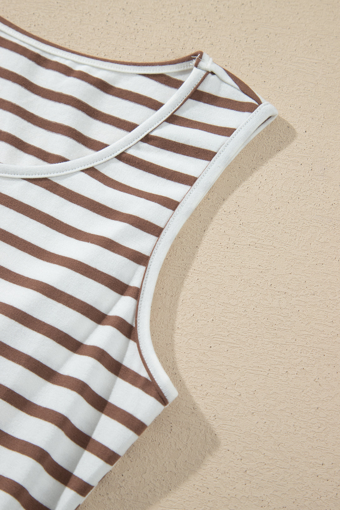 Chestnut Striped Colorblock Sleeveless Casual Long Dress