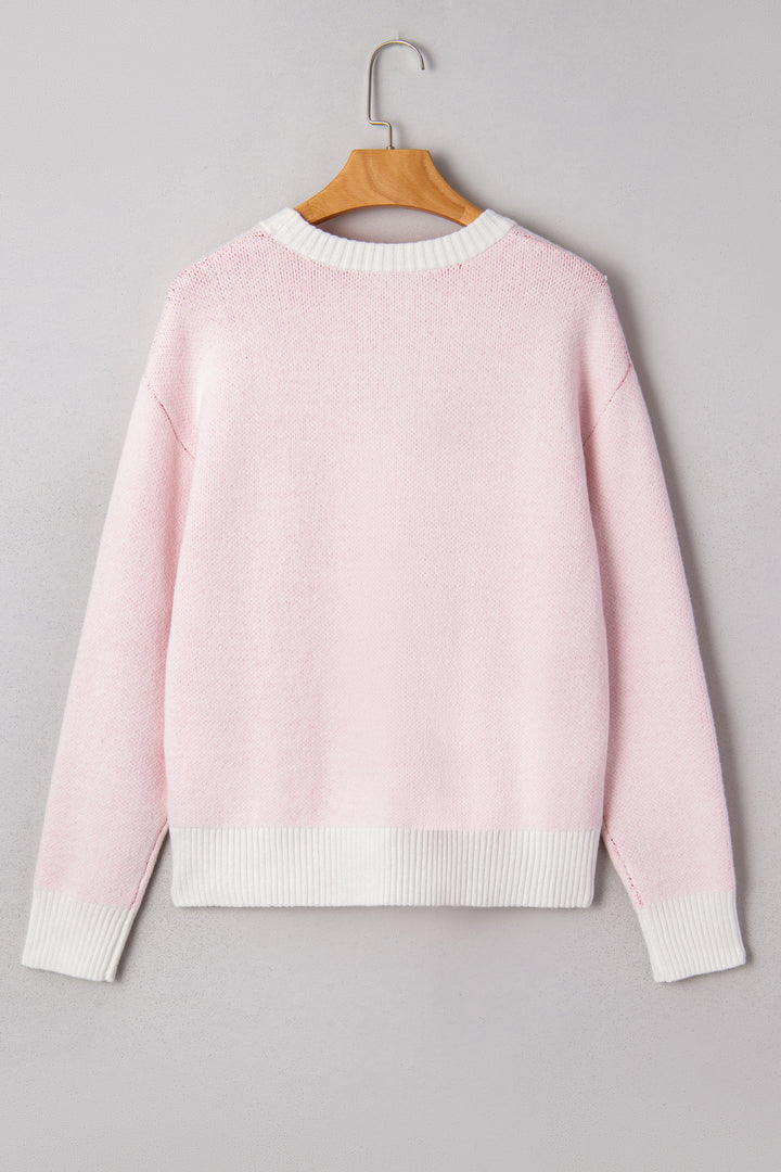Cherry Pattern Drop Shoulder Sweater