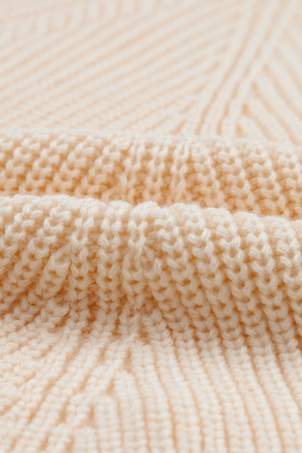 Chic Beige Hollow-out Puffy Sleeve Knit Sweater