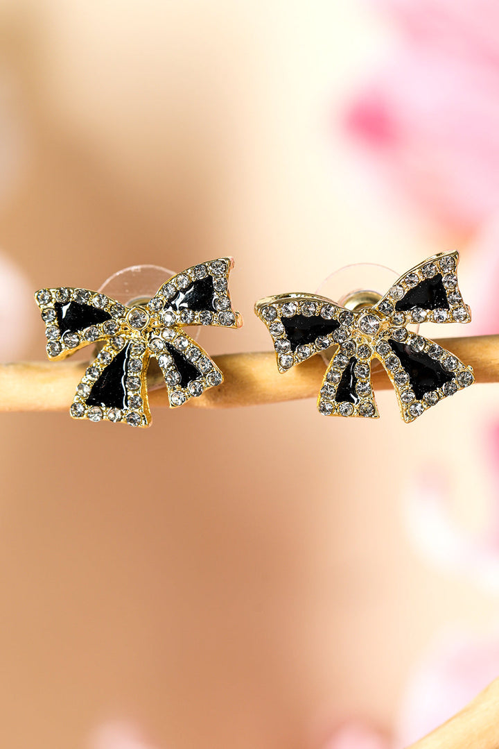 Boucles d'oreilles à tige en forme de nœud papillon en strass