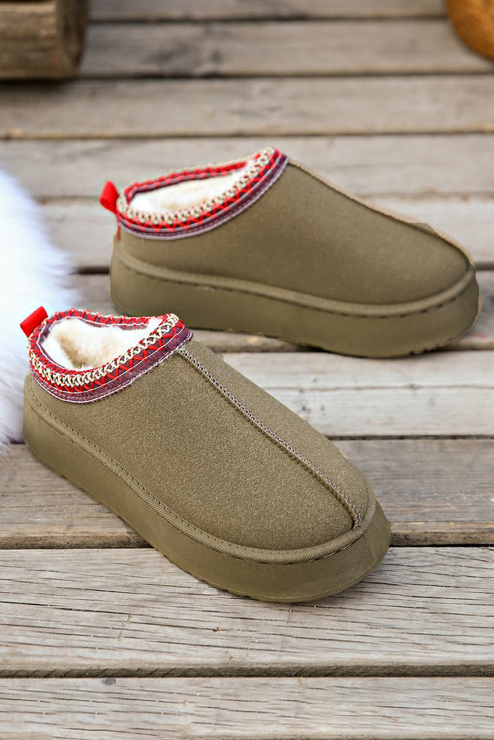 Schneestiefel aus Wildleder mit Kontrastmuster und Plüschfutter