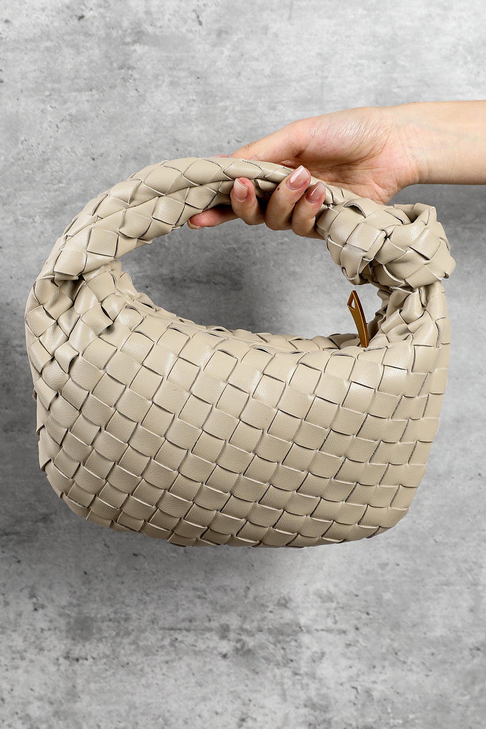 Sac à main en cuir PU tressé avec fermeture éclair