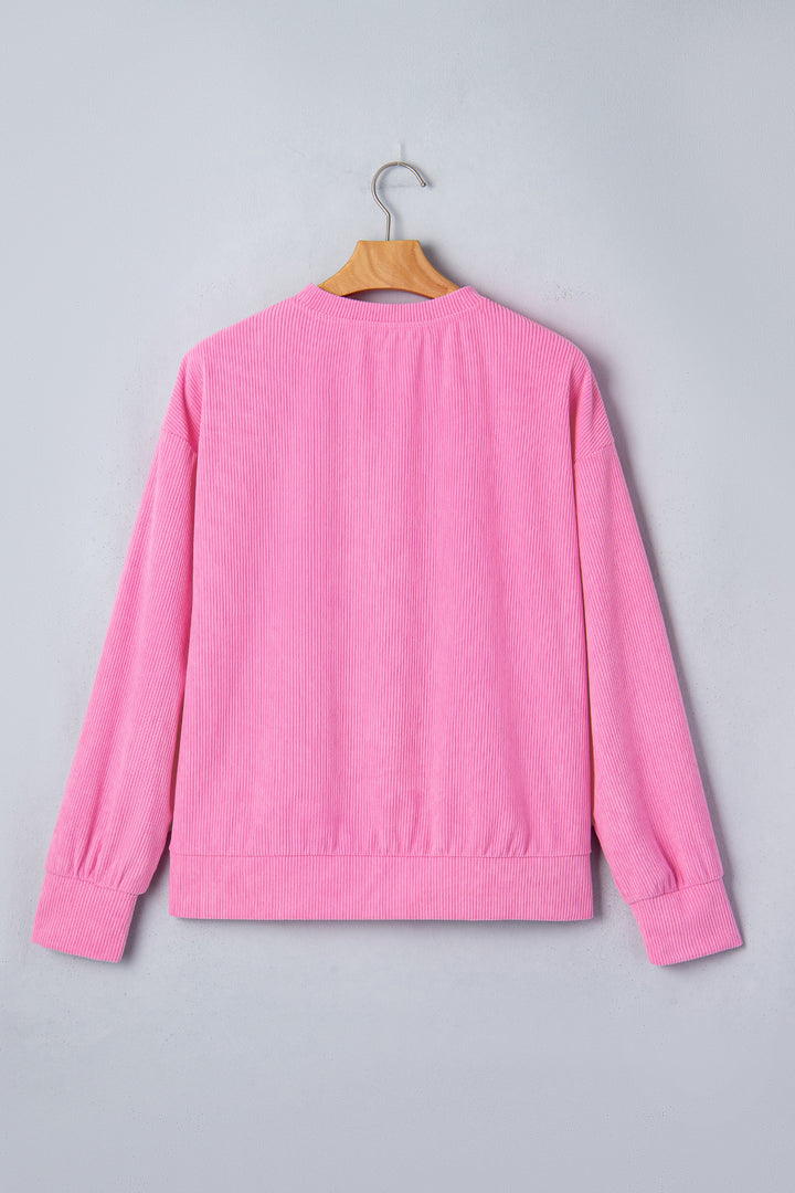 Bonbon Sweet Girl Embroidered Graphic Rib Textured Top