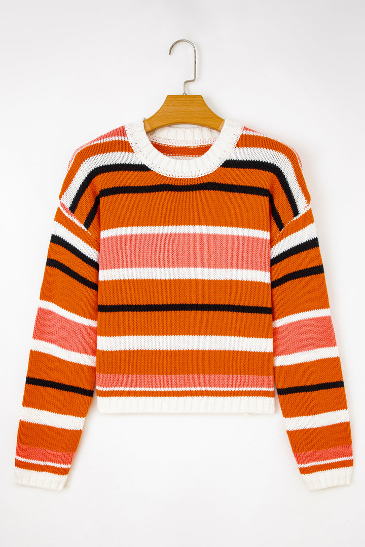 Drop Shoulder Cropped Pullover Sweater