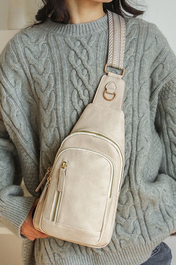 Sac bandoulière zippé vintage en cuir PU