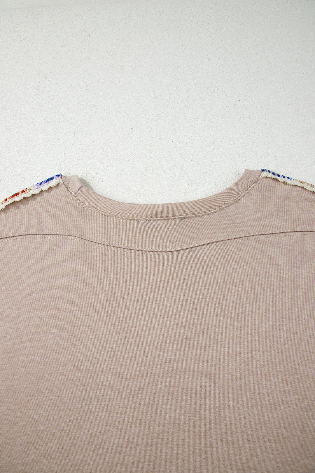 Parchment Granny Square Crochet Detail Loose T Shirt