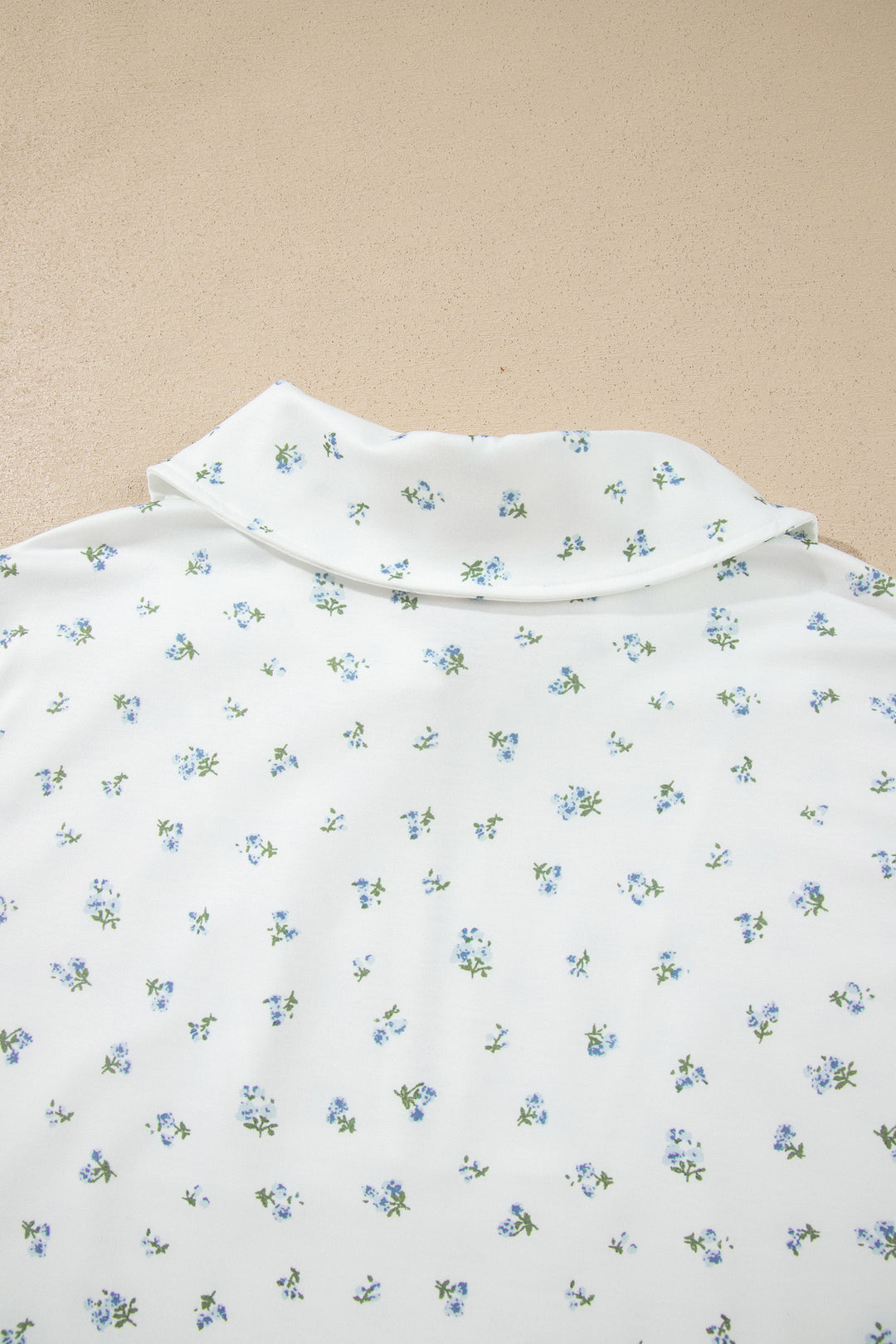 White Floral Print Half Zip Top Matching Short Set