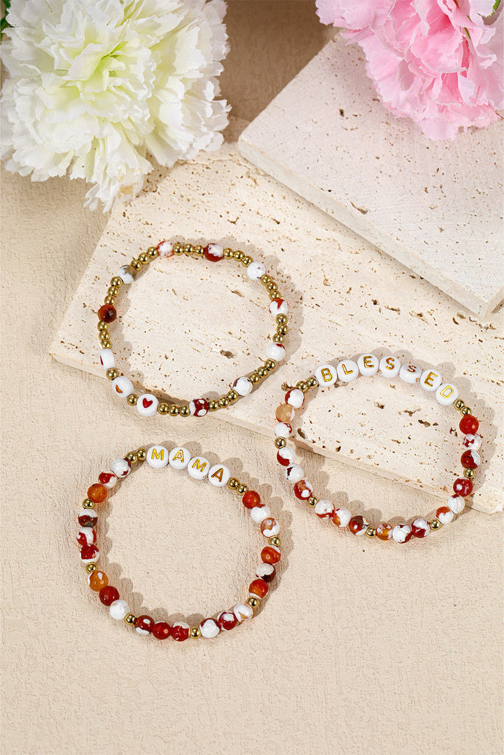 MAMA Beaded Triple Layer Bracelet Set