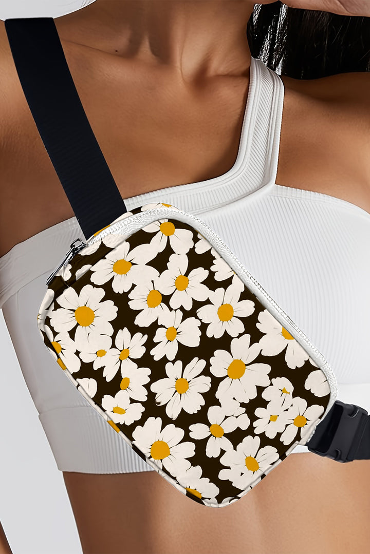 Daisy Printed Buckle Strap Crossbody Bag