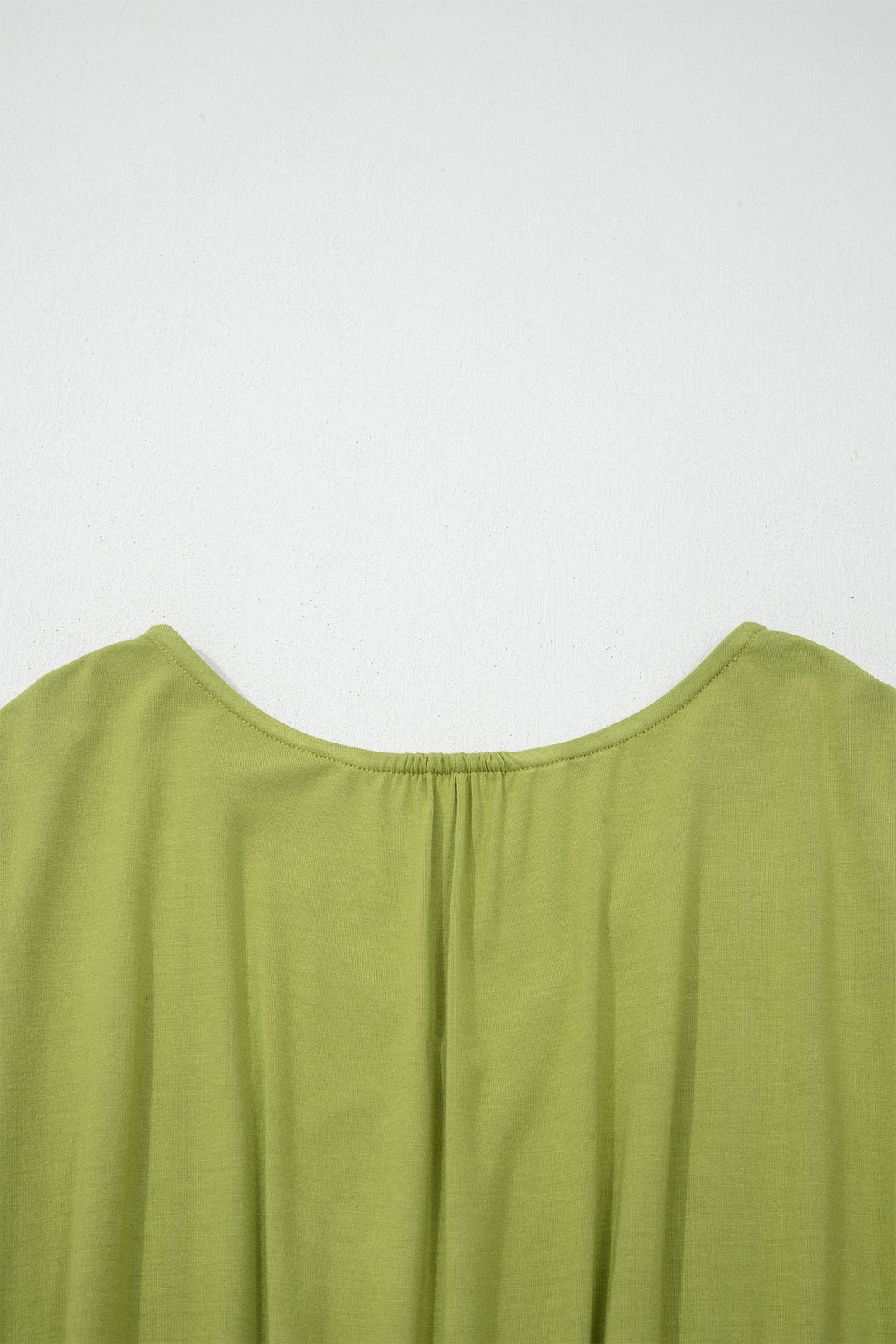 Solid V Neck Cap Sleeve Tunic Elastic Waist Versatile Maxi Dress