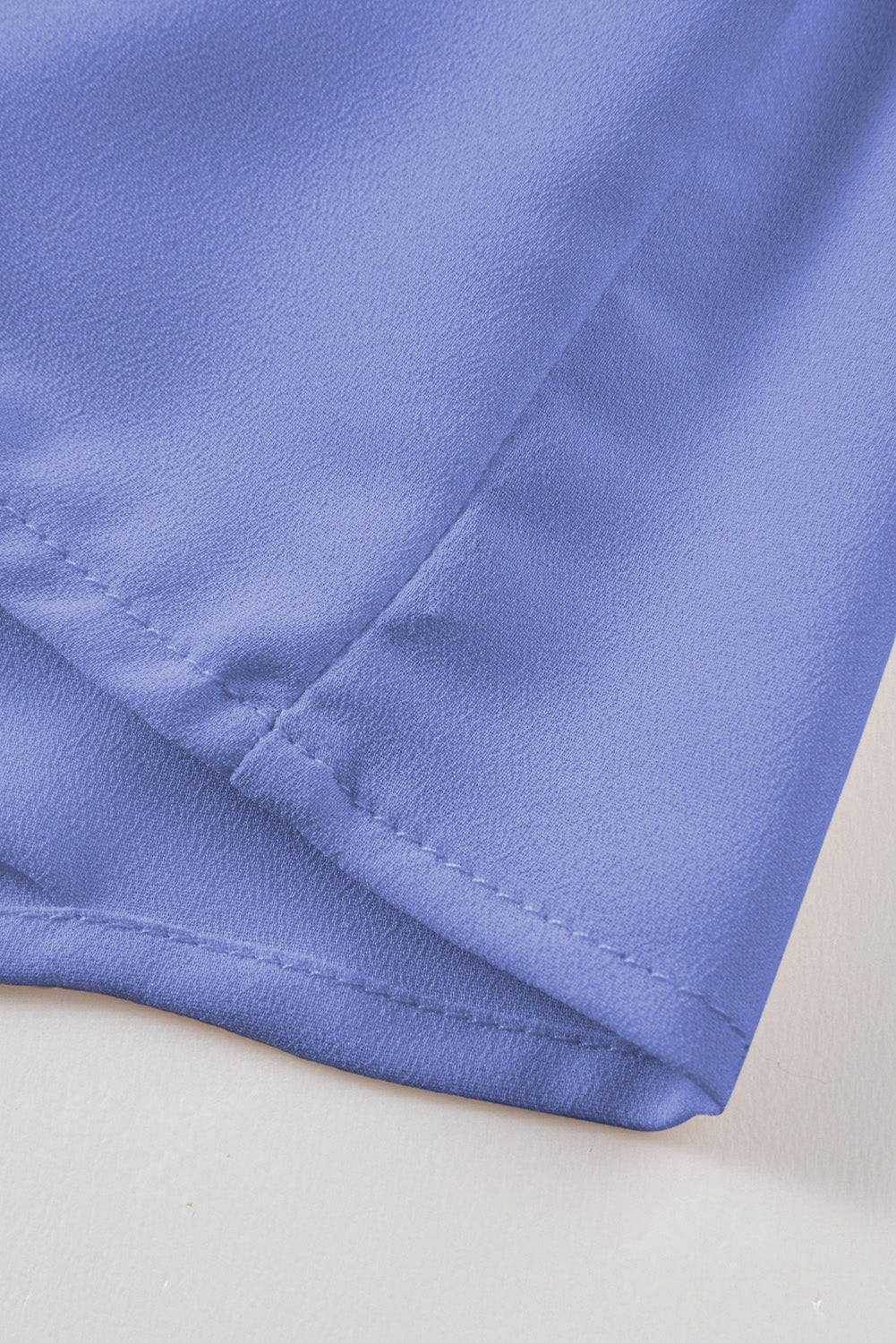 Sky Blue Solid Color V Neck Breezy Long Sleeve Blouse