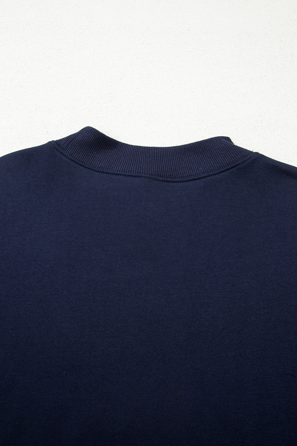 Navy Blue Tiered Ruffle Ribbed Crew Neck Pullover Plus Size Top