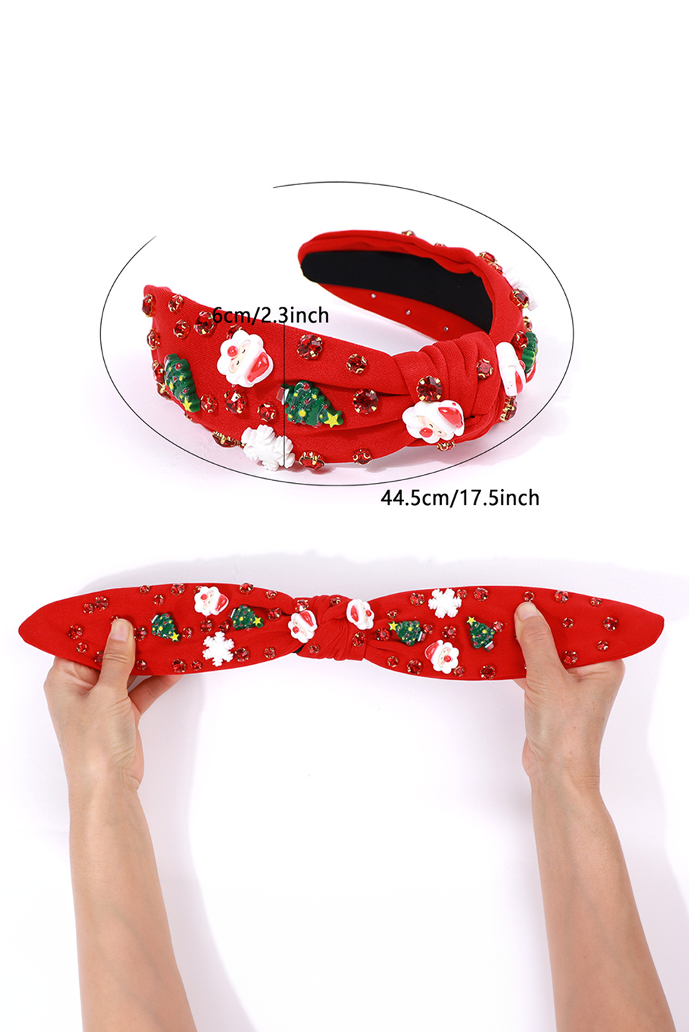 Bandeau noué en strass à motif de Noël